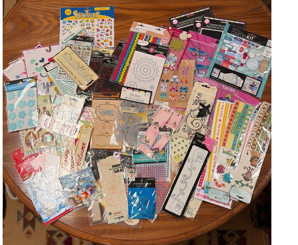 Scrapbooking Stickers Huge Lot Rhinestones Puffy Dimensional 100 Packs